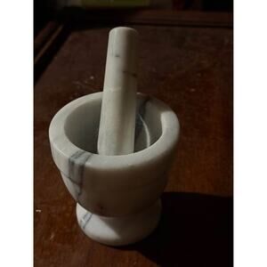 Vintage Heavy White Marble Mortar And Pestle Spice | Apothocary | Spice Grinder
